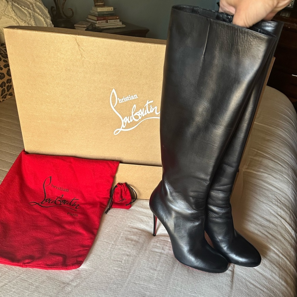 Christian Louboutin tall boots, black, below the knee, size 39 1/2